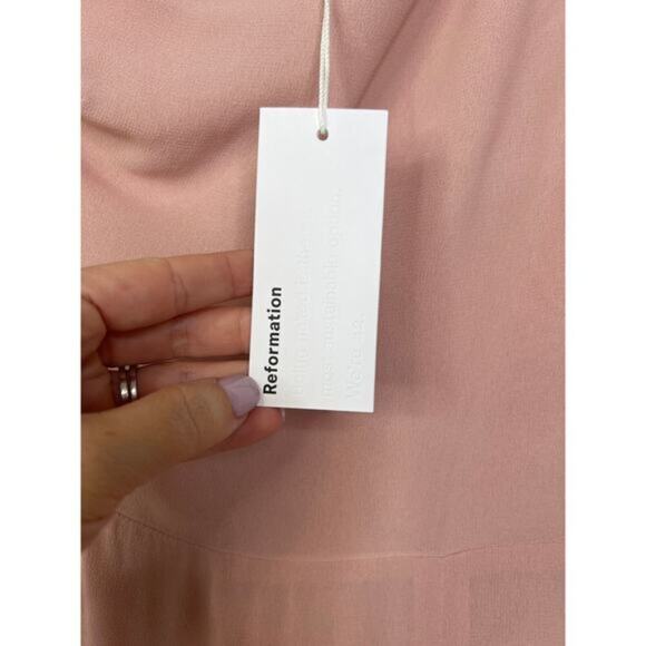 NWT Reformation Evelyn One Shoulder Long Blush Pink Maxi Dress with Front Slit - Picture 4 of 10